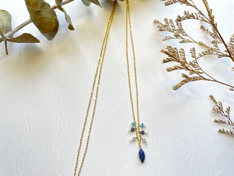 Lapis Lazuli Sweater Chain - สร้อยคอ - เครื่องประดับพลอย สีน้ำเงิน