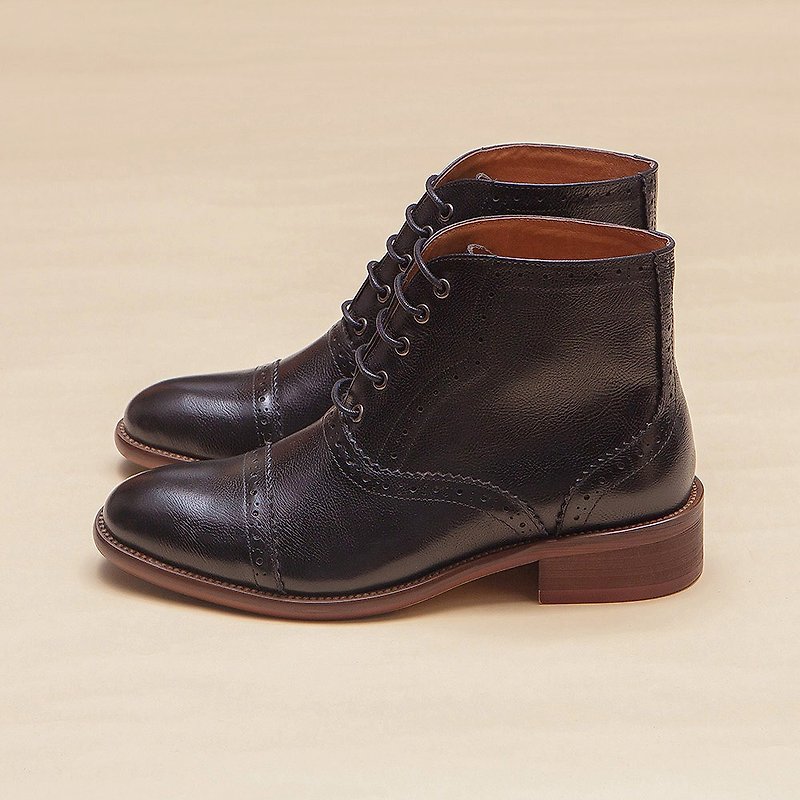 Echo Classical Oxford Boots - Ec41 Black - รองเท้าลำลองผู้หญิง - หนังแท้ สีดำ