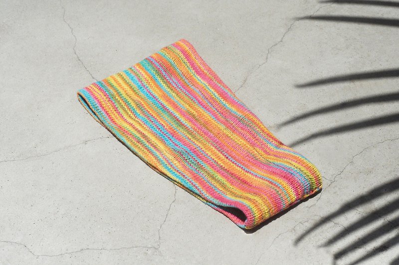Valentine's Day handmade cotton thread weaving hair band / weaving ribbon hair / handmade hair band / knitted hair band / striped hair band - gradient colorful rainbow stripes - Hair Accessories - Cotton & Hemp Multicolor
