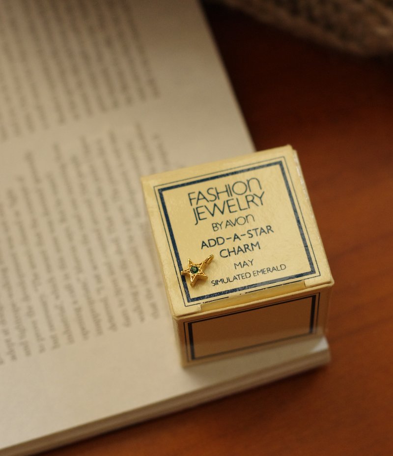 老又好古董珠寶Vintage 金色星星墜子 1982 Avon 五月生日石CH100 - 項鍊 - 其他金屬 粉紅色