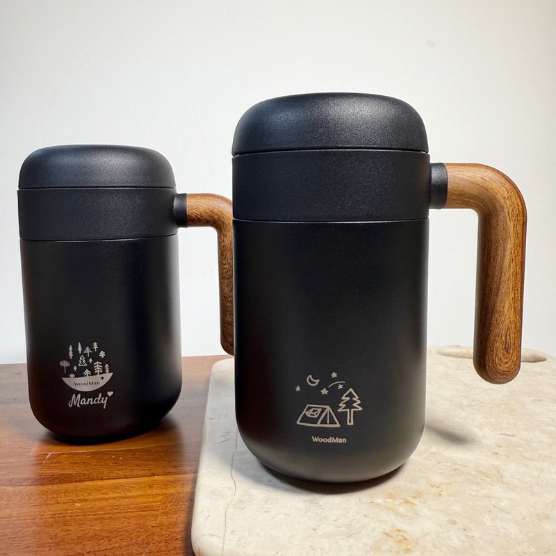 保溫馬克杯 辦公室保溫杯 可客製化刻字 酷黑色 - 保溫瓶/保溫杯 - 不鏽鋼 