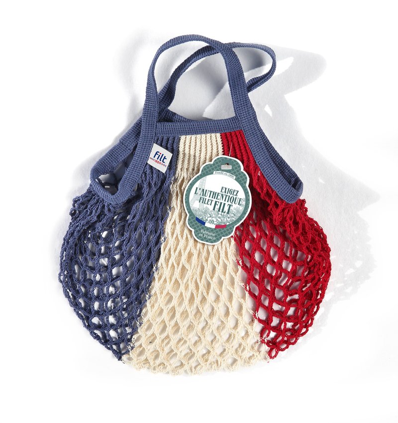 French Filt mesh bag classic French Bleu Blanc Rouge - กระเป๋าถือ - ผ้าฝ้าย/ผ้าลินิน 