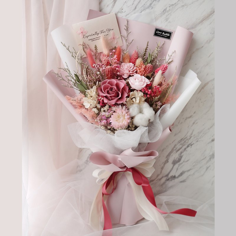 Destiny smoky powder no withering flower Valentine's Day bouquet birthday bouquet - Dried Flowers & Bouquets - Plants & Flowers Pink