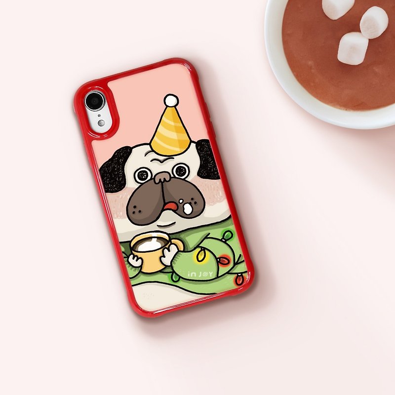 Dog Love to Drink Hot coco iPhone Case for 8plus、XS、XR、max、11 pro、11 max、SE3 - スマホケース - プラスチック レッド