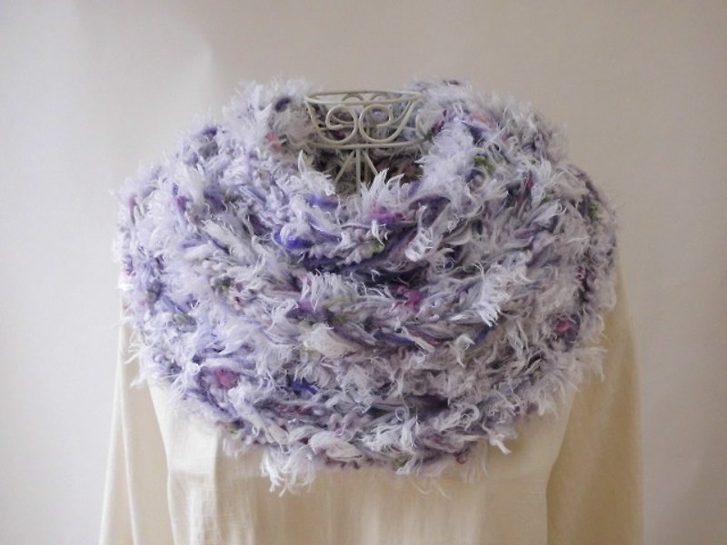 再出品×1(藤の花の咲く頃)とっても柔らか・ファー・モヘヤたっぷり・ふわふわ♪スヌード - 絲巾 - 其他材質 紫色