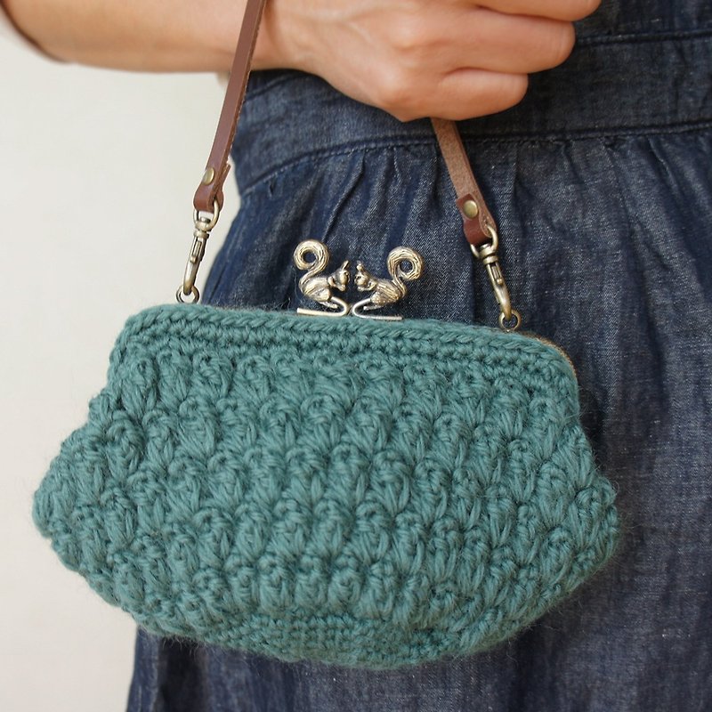 Ba-ba handmade  Popcorn crochet petit-bag (No.C1056) - Handbags & Totes - Other Materials Green