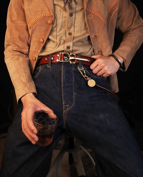 舊嘢販革 OLD SELING LEATHER 利特爾頓騎兵腰帶 阿美咔嘰黃銅皮帶 手工製