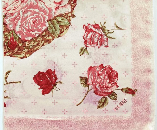ピンクハウス ヴィンテージハンカチ バラの花束 23 x 22.5インチ