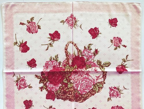 ピンクハウス ヴィンテージハンカチ バラの花束 23 x 22.5インチ