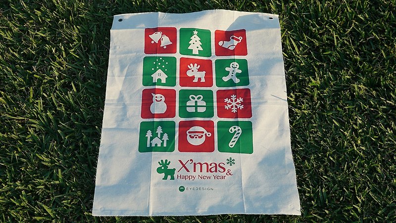 メリークリスマスの手作りの旗 - ウォールデコ・壁紙 - コットン・麻 ホワイト
