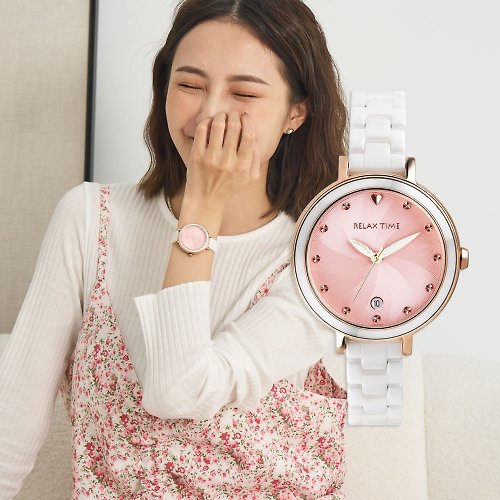 米朵貝菈．時光的禮物 RELAX TIME春日花漾玫瑰金×陶瓷系列-粉(RT-98-2)
