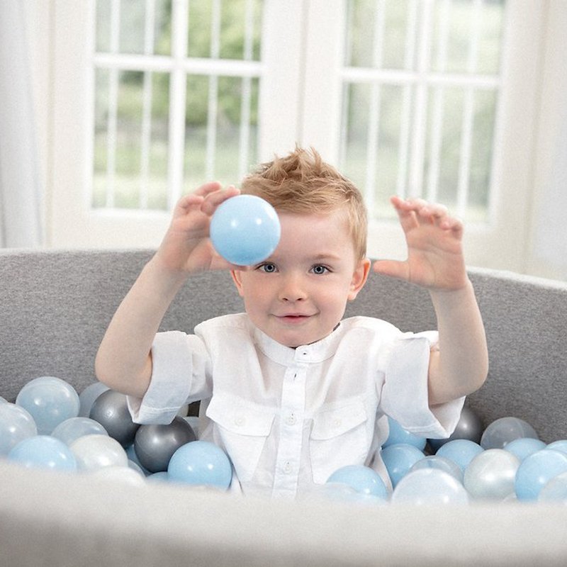 波蘭Misioo遊戲球池-90x40淺灰(粉藍/珍珠/透明球三色共150顆球) - 寶寶/兒童玩具/玩偶 - 海綿 