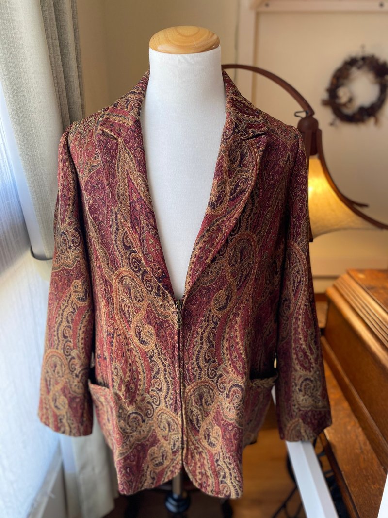變形蟲圖案中性古著西服外套 - 男襯衫/休閒襯衫 - 聚酯纖維 多色