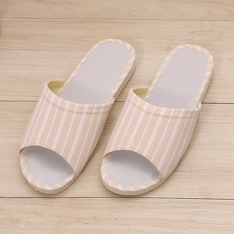 [Winonica] Antibacterial and mildew proof simple lines antibacterial indoor slippers - Khaki - Indoor Slippers - Plastic Khaki