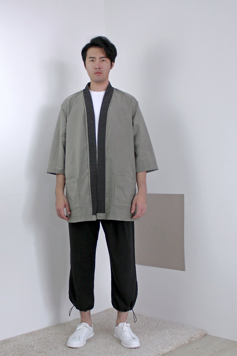 2着着物スタイルのコート - パーカーパーカージャケット - アウター メンズ - 紙 グリーン