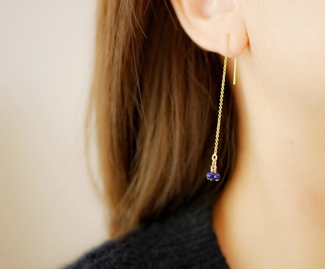 14KGF プチラピスラズリのアメリカンピアス 12月誕生石