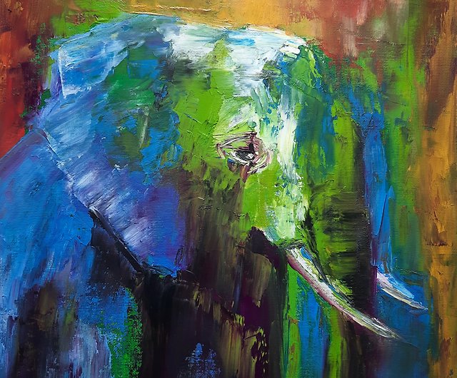アフリカゾウの油絵 抽象油絵 抽象油畫 - ショップ Art From Estella