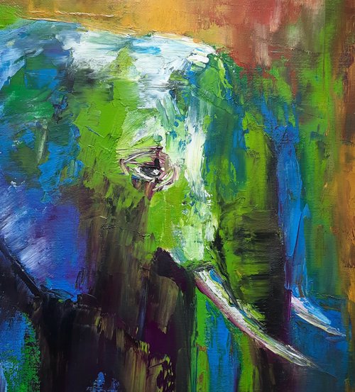 アフリカアート　ゾウ【画家 サイン入り】 4 Birds (600×300 Framed) MBWANA SUDI ムブワナ 作