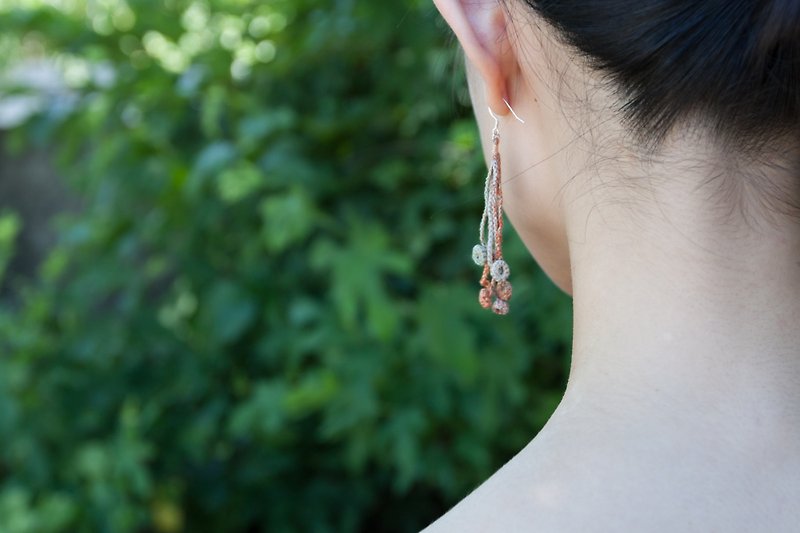 autumn crochet earring E. - Earrings & Clip-ons - Cotton & Hemp Orange