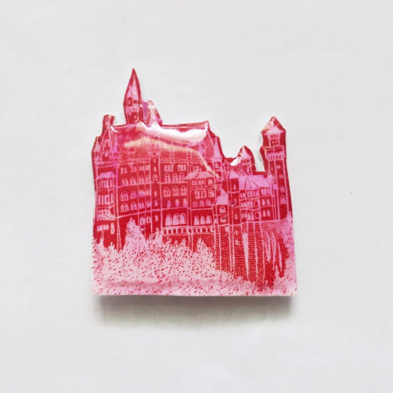 旅行紀念-德國新天鵝堡插畫磁鐵 - 磁鐵 - 塑膠 紅色