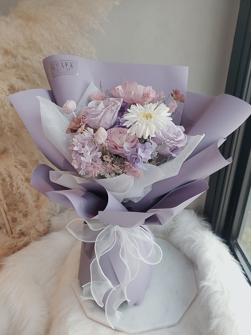 Charming violet everlasting bouquet/birthday/opening/proposal - Dried Flowers & Bouquets - Plants & Flowers Purple