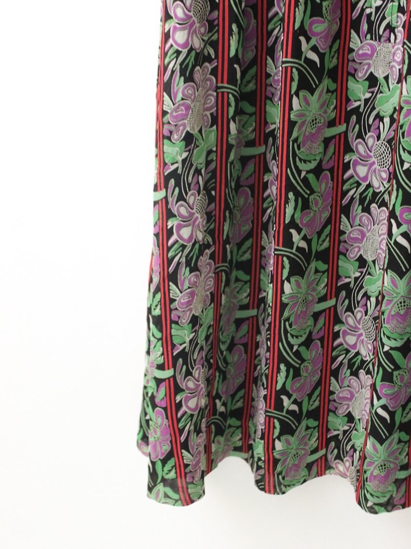 【RE0809D1354】 summer Japanese geometric printing black short-sleeved ancient dress - One Piece Dresses - Polyester Black