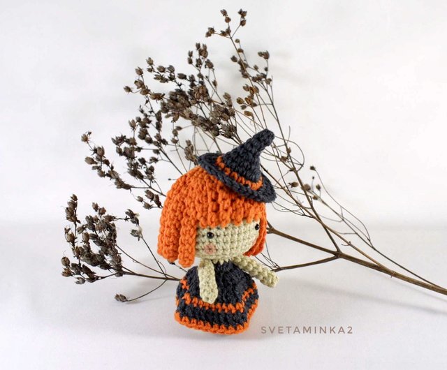 デジタル】かぎ針編みの魔女パターン ハロウィンあみぐるみ人形