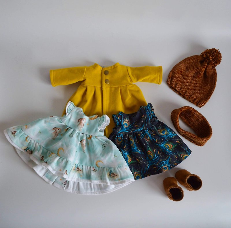 Ready to ship set of clothes for girl doll 12 inches (30cm) -waldorf doll outfit - 寶寶/兒童玩具/玩偶 - 棉．麻 