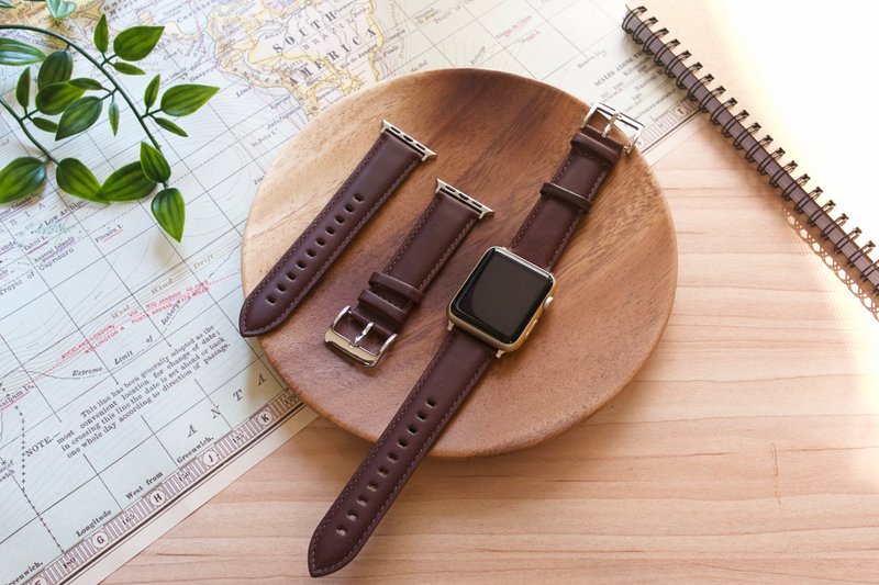 當日出貨 AppleWatch 義大利真皮手工錶帶 專屬賣場 - 錶帶 - 真皮 咖啡色