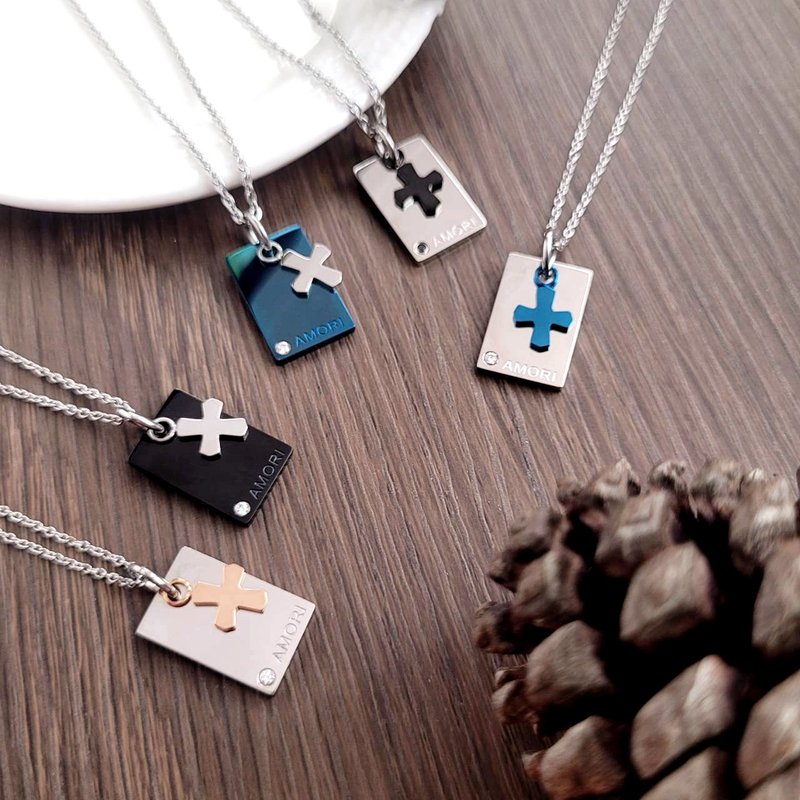 [Out of print and out of print] Believe. Small cross white steel necklace - สร้อยคอ - สแตนเลส หลากหลายสี