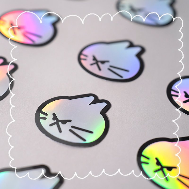 Puffy Big Head Rainbow Laser Sticker - สติกเกอร์ - กระดาษ 