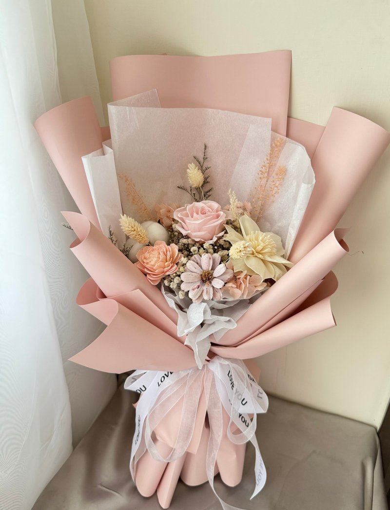 Eternal Flower Bouquet Pink Romantic Style - ช่อดอกไม้แห้ง - พืช/ดอกไม้ 