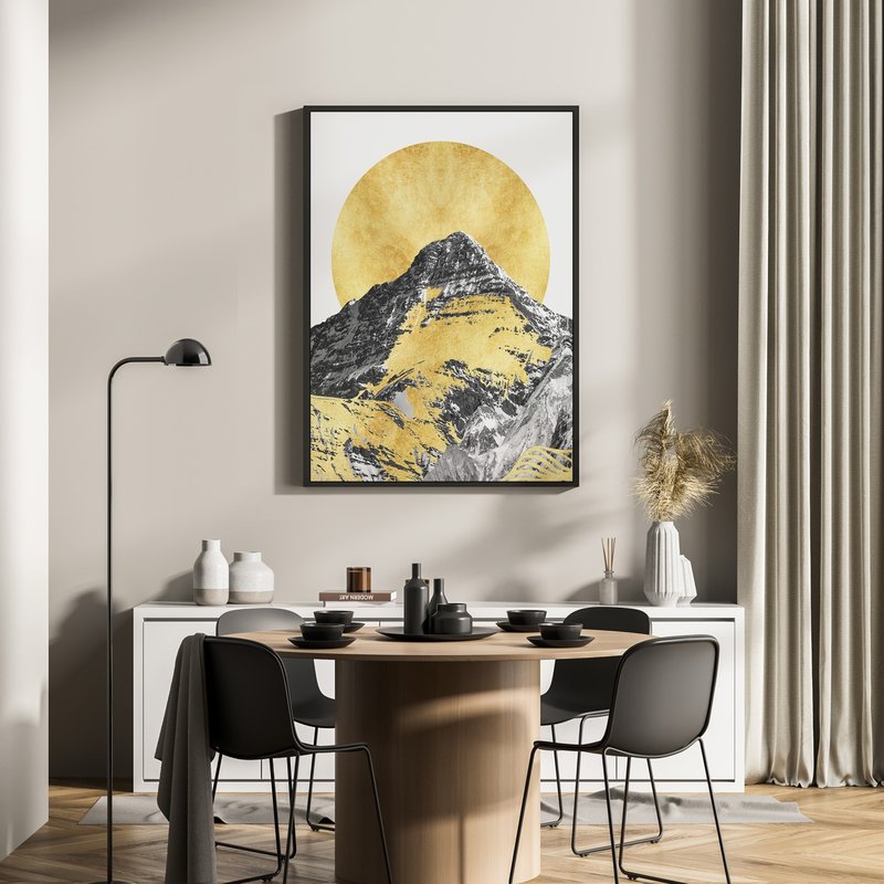 流金山色V - 輕奢流金山峰掛畫/新年掛畫/金色大氣客廳掛畫 - 海報/掛畫/掛布 - 其他材質 金色