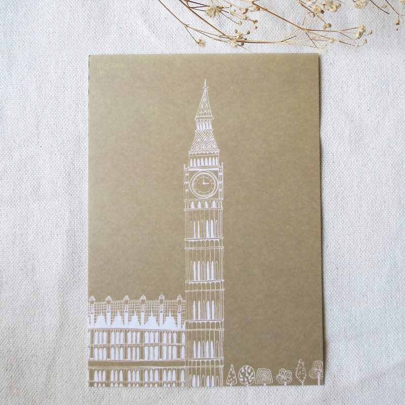 Travel landscape-Great Britain-London Big Ben / Illustrated postcard - การ์ด/โปสการ์ด - กระดาษ 