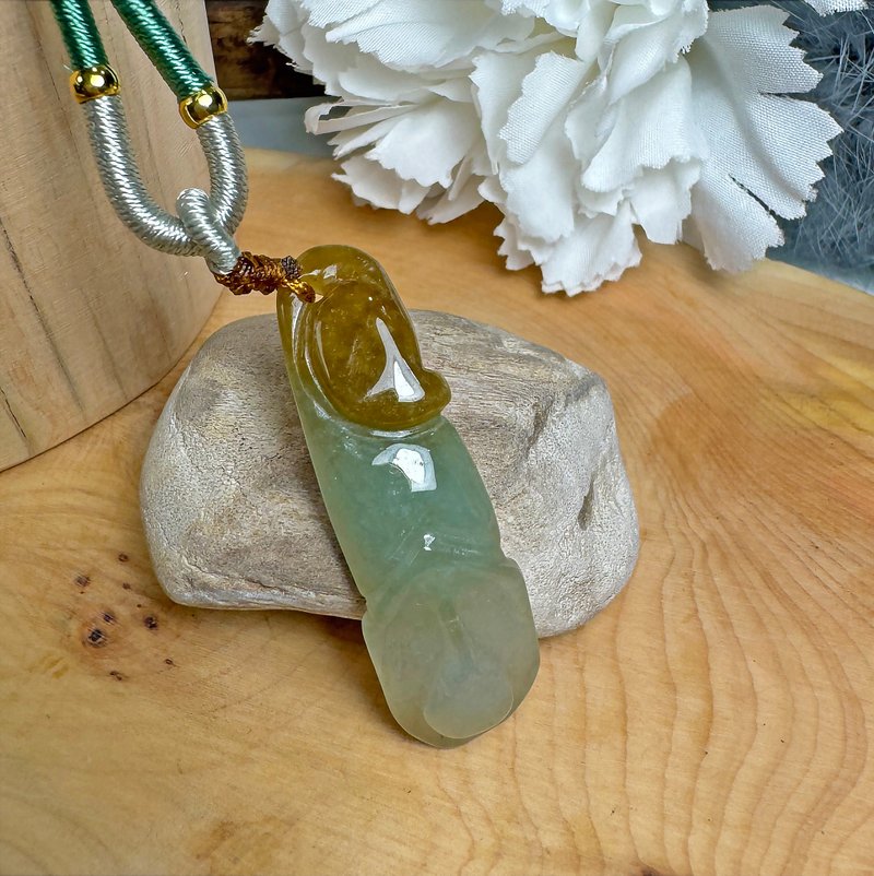 F22 蜜糖黃 玉蘭花 冰油青 漸變雙色 高貴優雅純潔 天然 緬甸玉 - 項鍊 - 玉石 多色