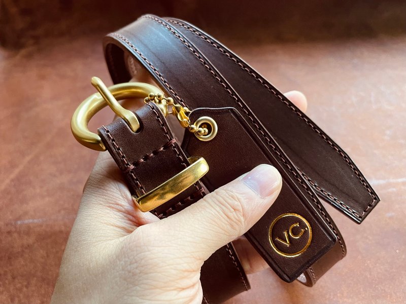 [VULCAN Belt 20 / 25 mm Classical Belt] Italian Walpier Vegetable Tanned Leather Belt - Belts - Genuine Leather Brown