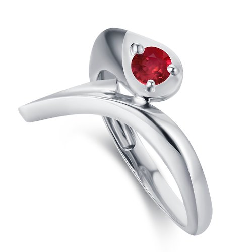 Majade Jewelry Design 紅寶石訂婚戒指-14k白金另類求婚戒指-哥特植物結婚戒指-環繞戒指