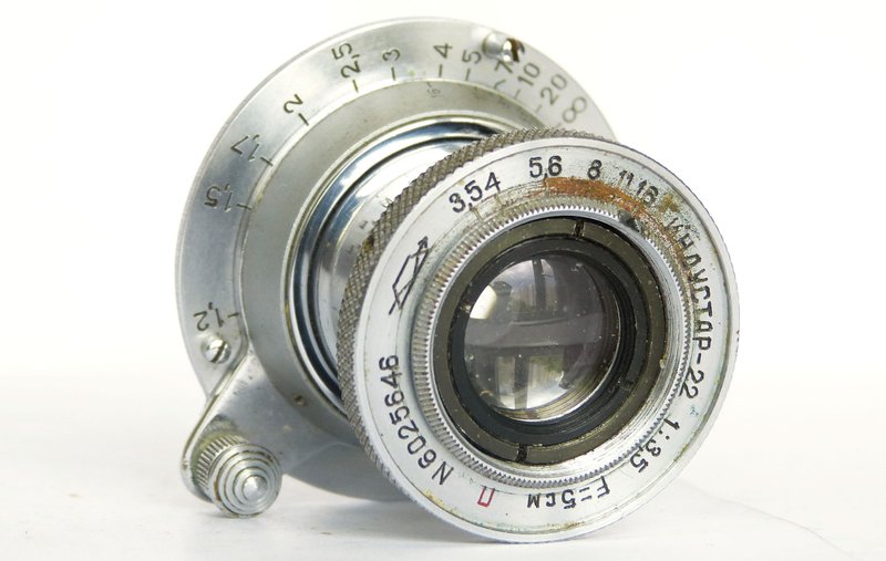 Industar-22 red P 3.5/50 USSR collapsible lens KMZ M39 mount - 相機/拍立得/底片相機 - 其他材質 銀色