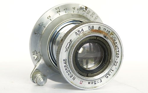 Russian photo Industar-22 red P 3.5/50 USSR collapsible lens KMZ M39 mount