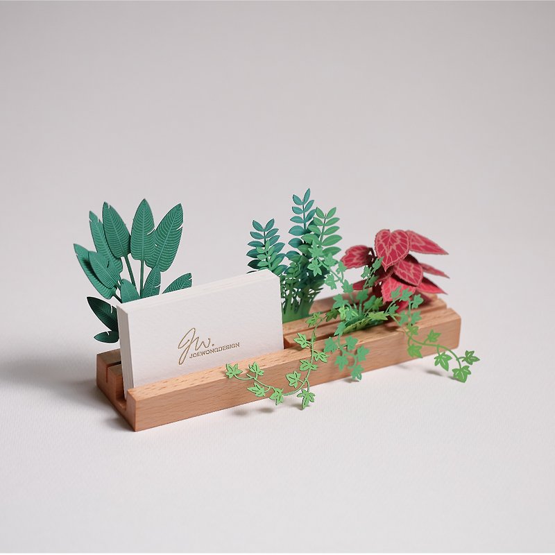 Paper Plant Wooden Card Holder / Mobile Phone Holder - FingerART - ที่ตั้งบัตร - กระดาษ สีเขียว