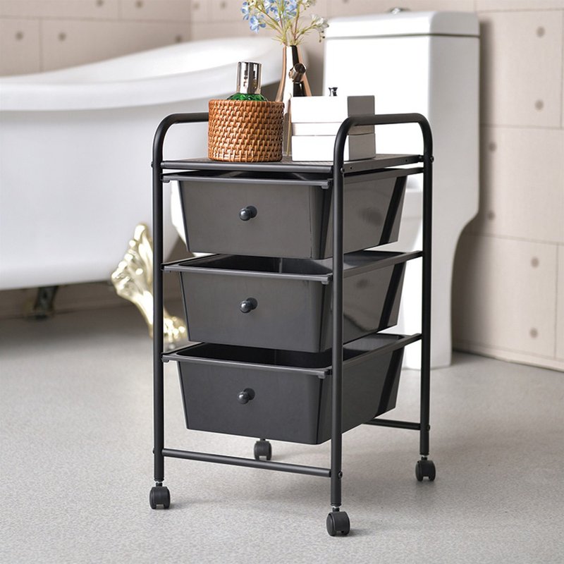 [ikloo] pure black three-layer storage drawer cart - กล่องเก็บของ - วัสดุอื่นๆ 