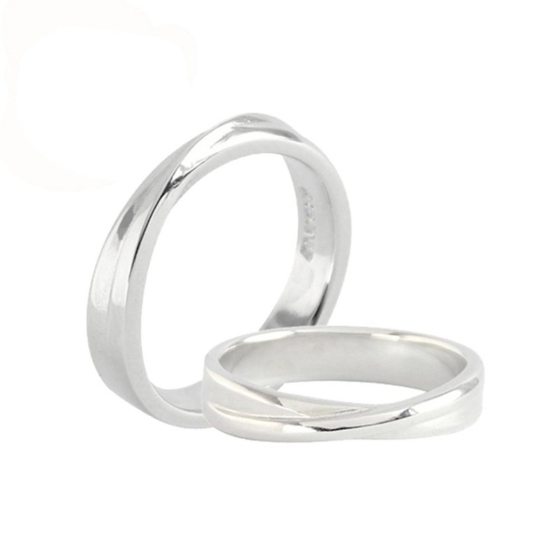 Geometry-Overlapping Pair Rings - Couples' Rings - Sterling Silver Silver
