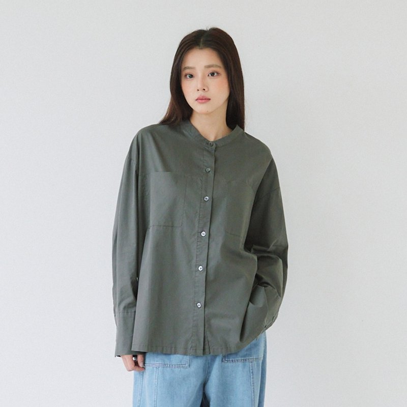 【Simply Yours】天絲棉長袖襯衫 灰F - 女襯衫 - 棉．麻 灰色