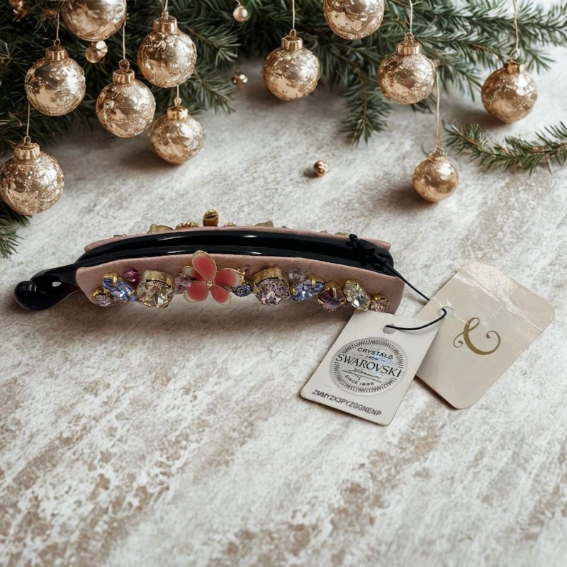 COMPLEX BIZ 水晶 粉色小花款 香蕉夾 - 髮夾/髮圈 - 水晶 多色