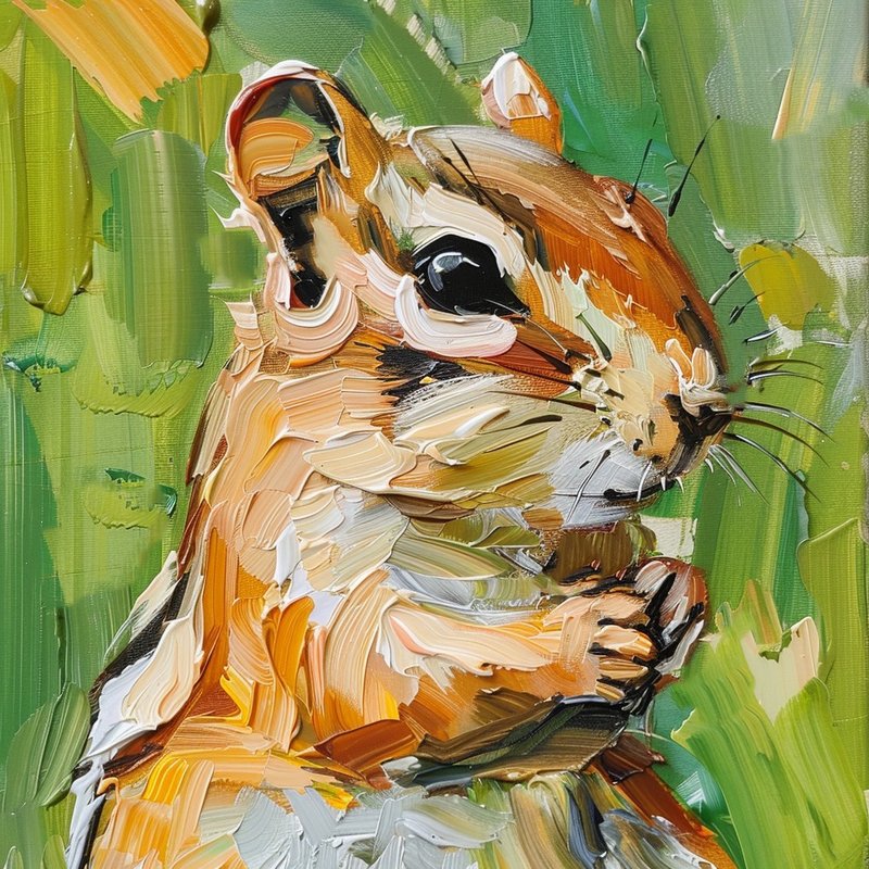 Chipmunk Painting Animals Wall Art Decor Kitchen Wall Art Pets Portrait - 壁貼/牆壁裝飾 - 其他材質 多色