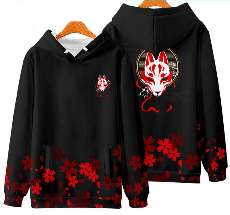 美國Fools Day Kitsune Sweater - 帽T/大學T - 尼龍 黑色