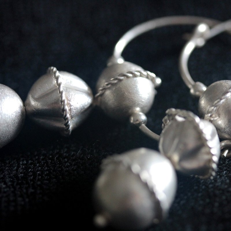 Ancient Slavonic jewelry inspired silver earrings (E0114) - ต่างหู - เงิน สีเงิน