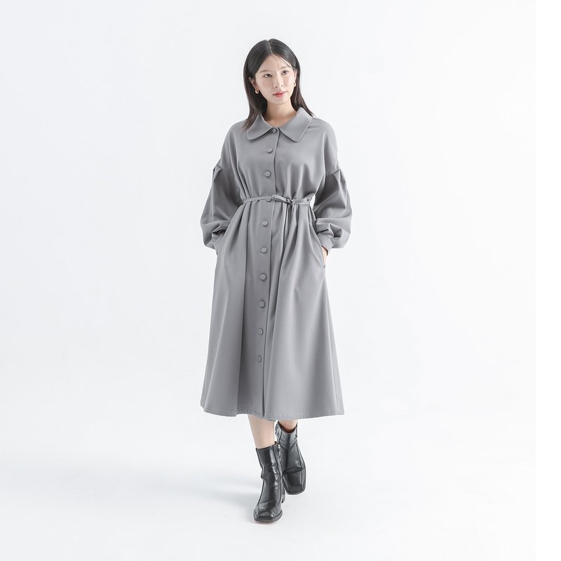 [Classic Original]Peaceful_Peaceful French Dress_CLD510_Gray - One Piece Dresses - Polyester Gray