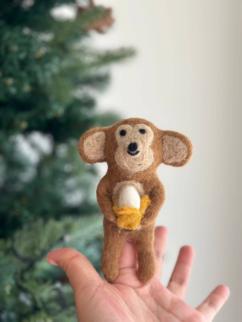 Wool Felt Finger Puppet - Monkey Peeling Banana - ของเล่นเด็ก - ขนแกะ 