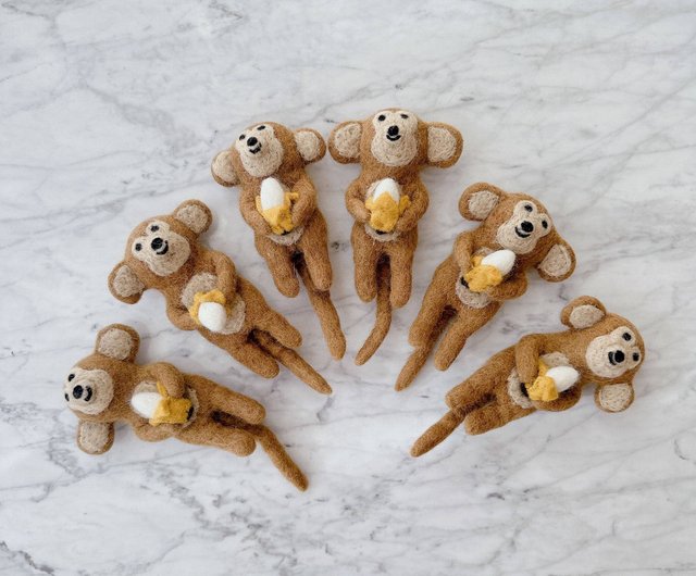 猿の指人形 猿の皮むきバナナ ストーリーテリング小道具 ウール